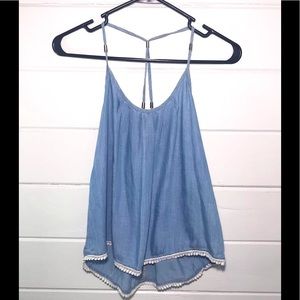 Papaya light blue cotton small tank top straps.